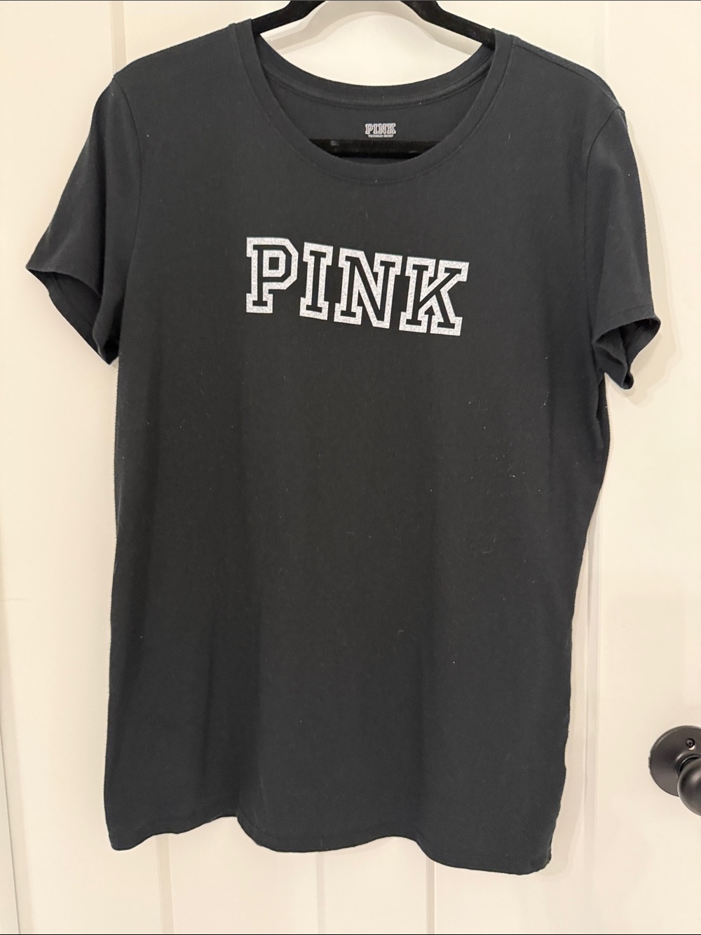 PINK Victoria's Secret Black Short-Sleeve Logo Tee
